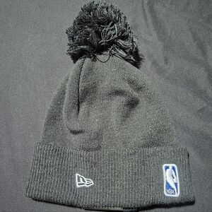 Black Pom-Pom Beanie with NBA Logo